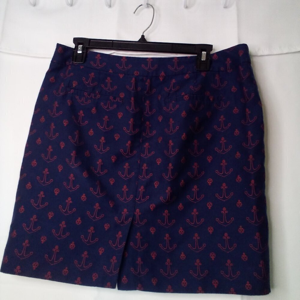 Tommy Hilfiger Skirt Women 8 Anchor Nautical Pockets Blue Red - Picture 10 of 16